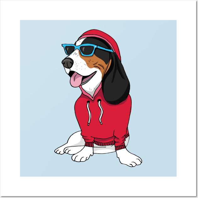 Hipster Basset Hound Wall Art by Megan Roy